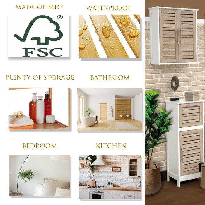 Evideco Stockholm 100 Medium Density Fiberboard Wall Mounted Bathroom